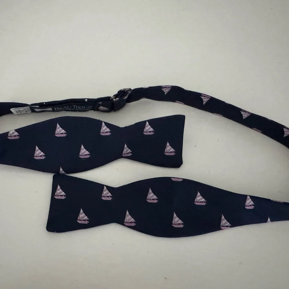 Beau Ties LTD- Navy Blue Sailboat Pattern Bow Tie